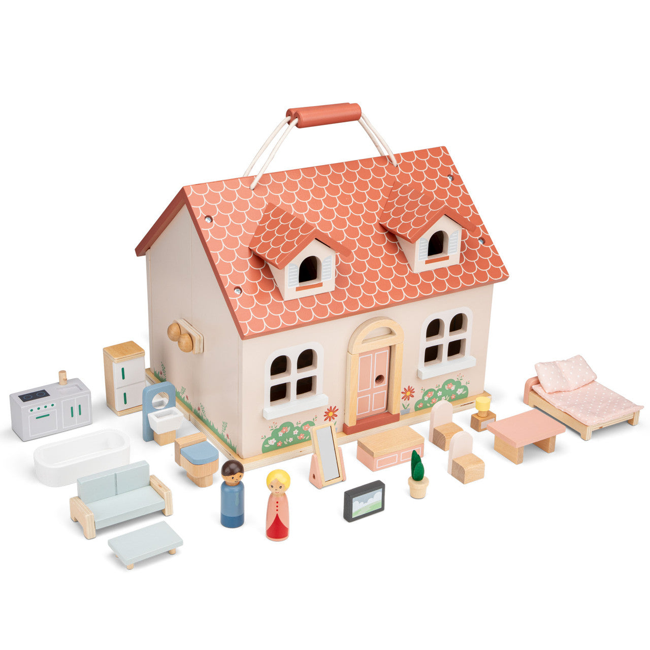 Woet by New Classic Toys - Folding Doll's House with Furniture