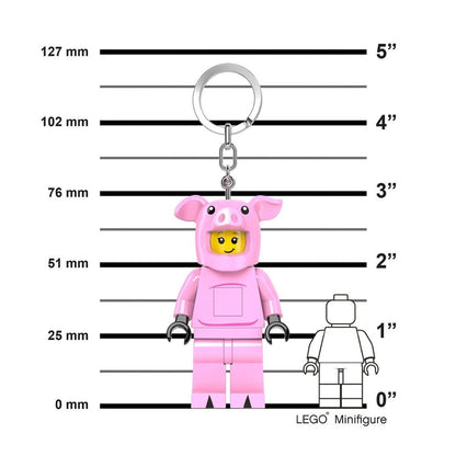 LEGO Piggy Girl keychain light with size chart