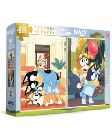 Bluey 48 piece puzzle 2 pack featuring Bluey and Bingo character scenes