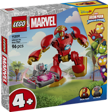 LEGO Marvel Ultron vs Iron Man 11209 featuring Iron Man mech suit, Ultron minifigure and flying vehicle