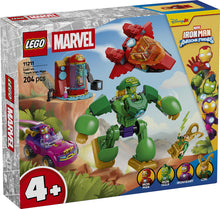 LEGO Marvel Loki vs Team Iron Man 11211 featuring Iron Man jet, Iron Hulk mech, Ironheart car and Loki minifigure
