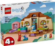 LEGO Bluey School with Rusty and Bluey 11221 featuring school building, café, hospital area, stroller and Bluey characters