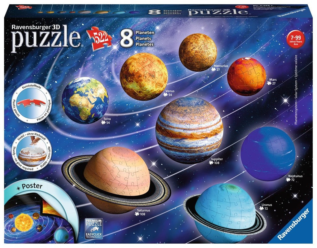 Ravensburger 3D Puzzle 522pc - Solar System 8 Planets Model