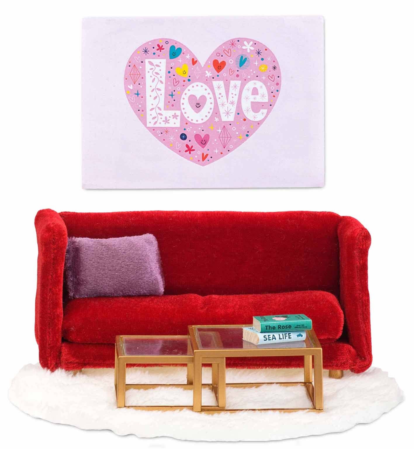 Lundby Doll House Furniture - Sitting Room Set, Red