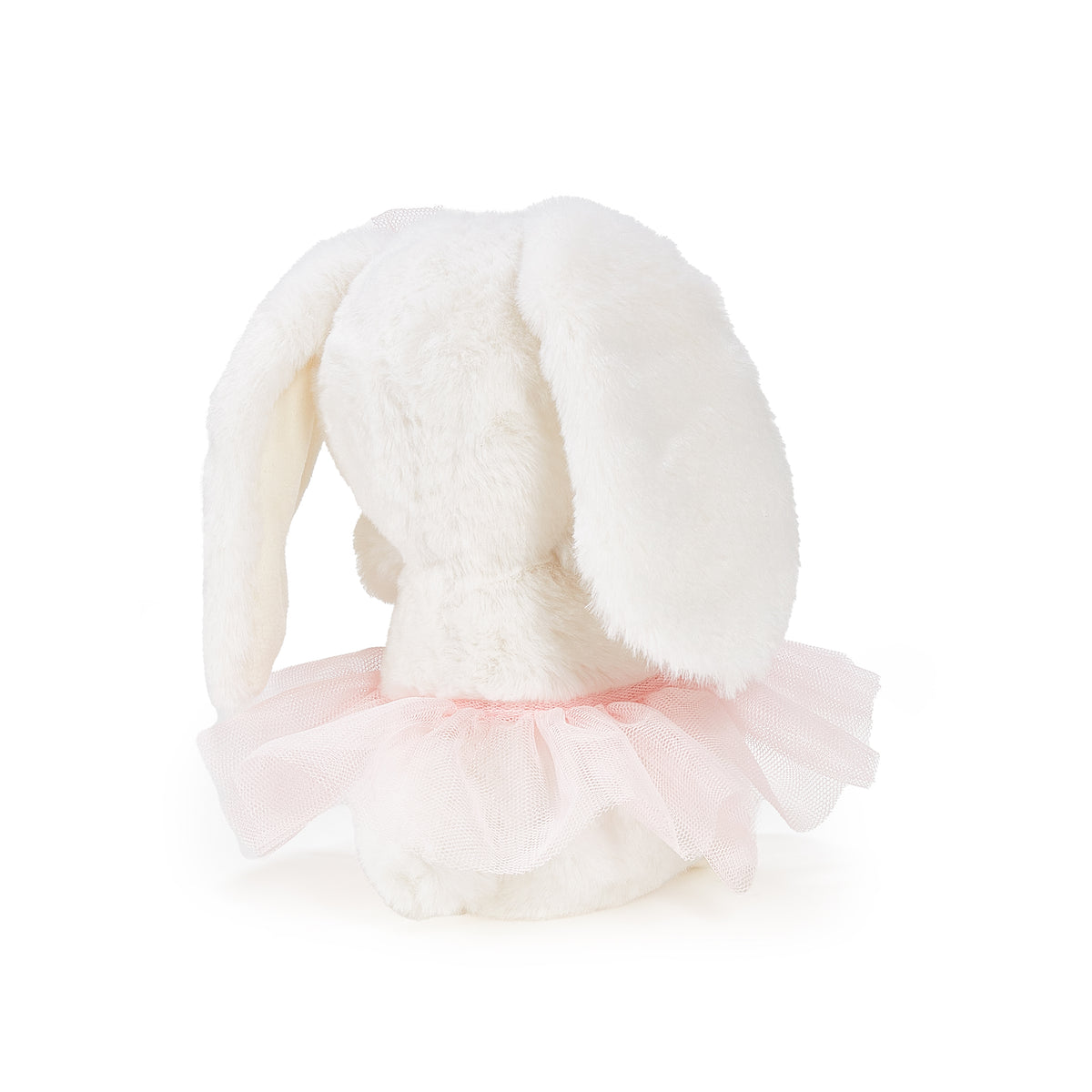 Back view of the Blossom Bunny plush showing floppy ears and tutu