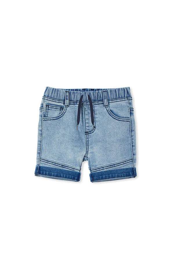 Knit Denim Shorts