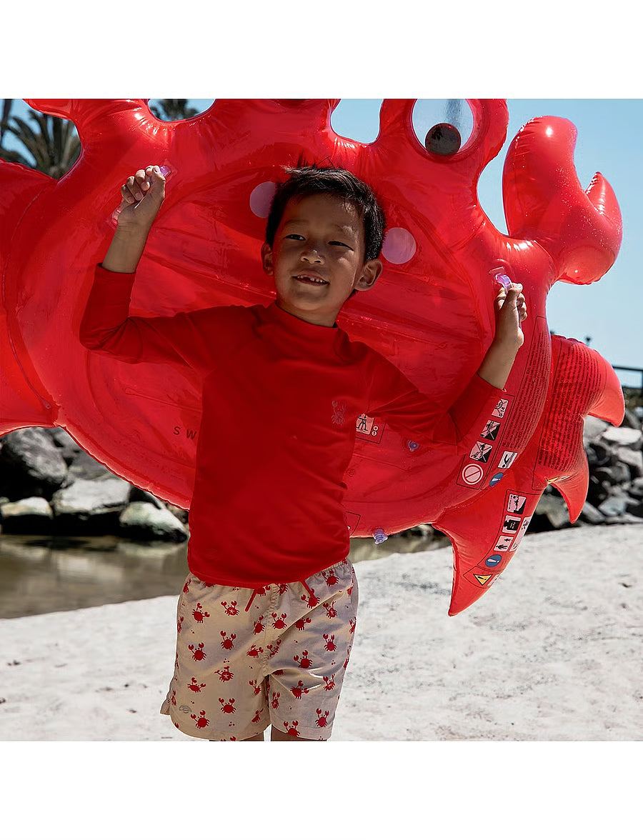 Swim Essentials Oh Crab inflatable pool float measuring 140cm with bright red crab design for summer swimming and pool fun