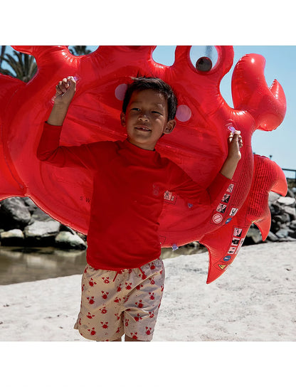 Swim Essentials Oh Crab inflatable pool float measuring 140cm with bright red crab design for summer swimming and pool fun