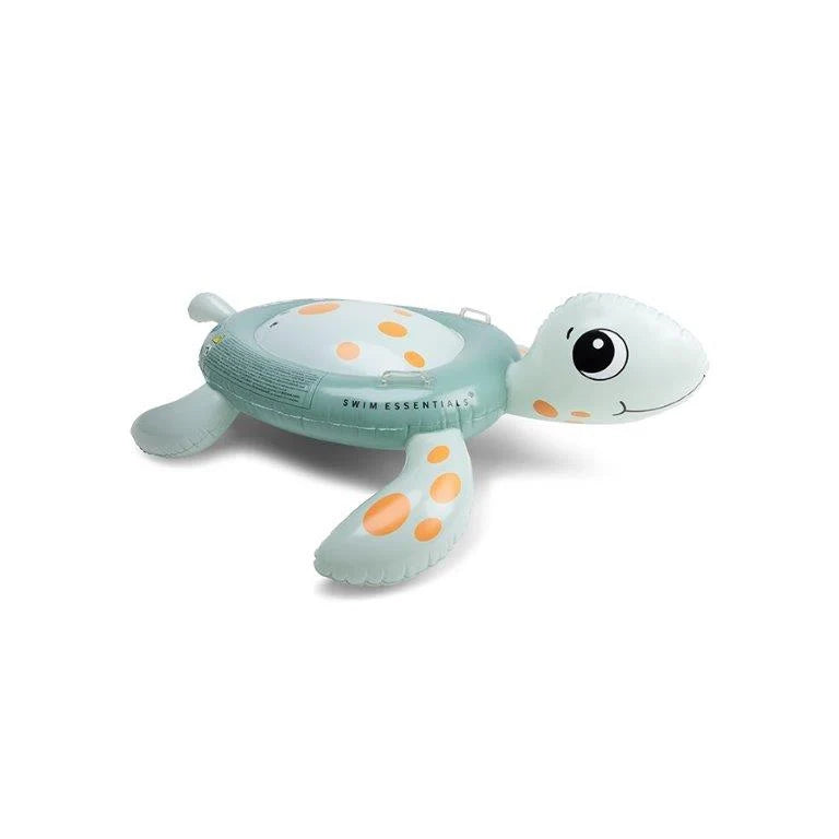 Swim Essentials Inflatable Turtle Ride On 140cm with sturdy grab handles for children's pool and beach adventures