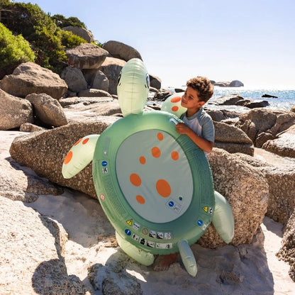 Swim Essentials Inflatable Turtle Ride On 140cm with sturdy grab handles for children's pool and beach adventures