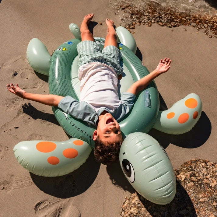 Swim Essentials Inflatable Turtle Ride On 140cm with sturdy grab handles for children's pool and beach adventures