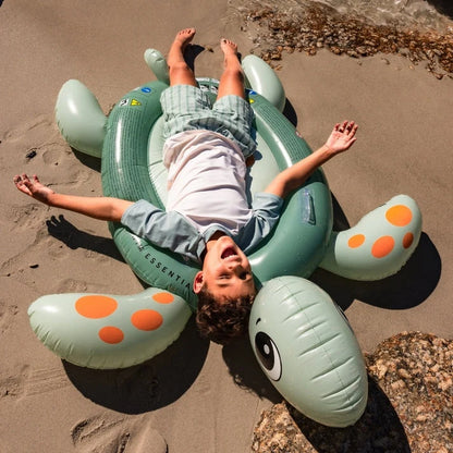 Swim Essentials Inflatable Turtle Ride On 140cm with sturdy grab handles for children's pool and beach adventures