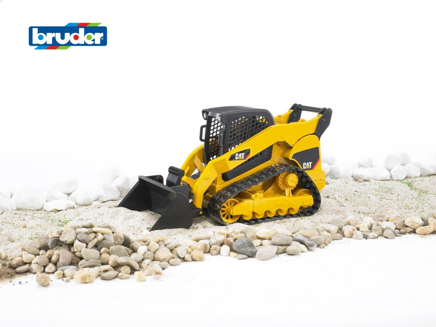 Bruder CAT Compact Track Loader 02136 1:16 construction vehicle with moving rubber tracks and working front loader bucket
