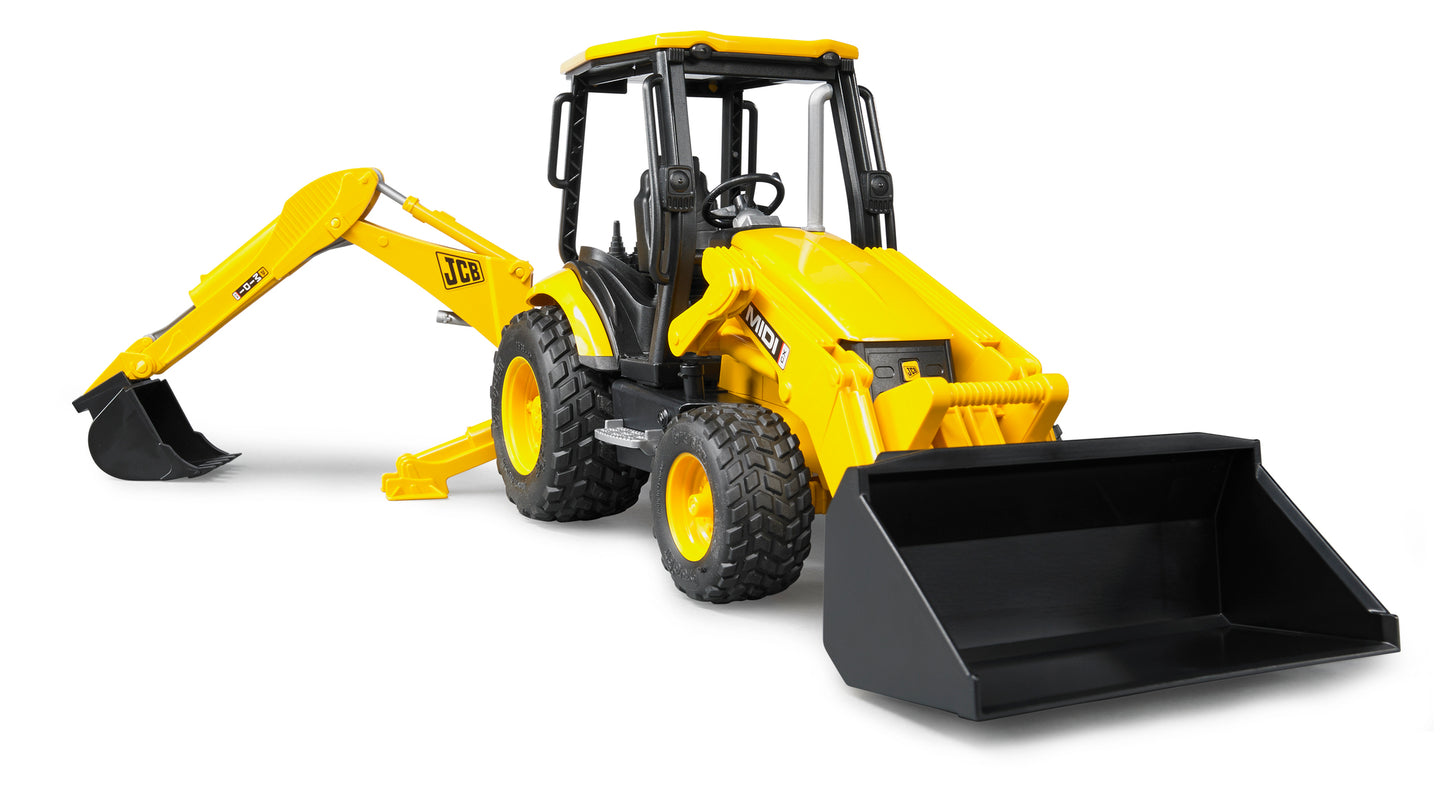 Bruder JCB MIDI CX Backhoe Loader 02427 1:16 scale construction vehicle with functional front loader and rear excavator