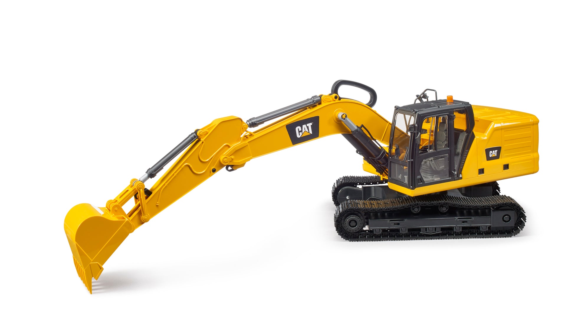Bruder CAT Excavator 02483 1:16 scale construction toy with articulated black tracks and fully functional excavator arm