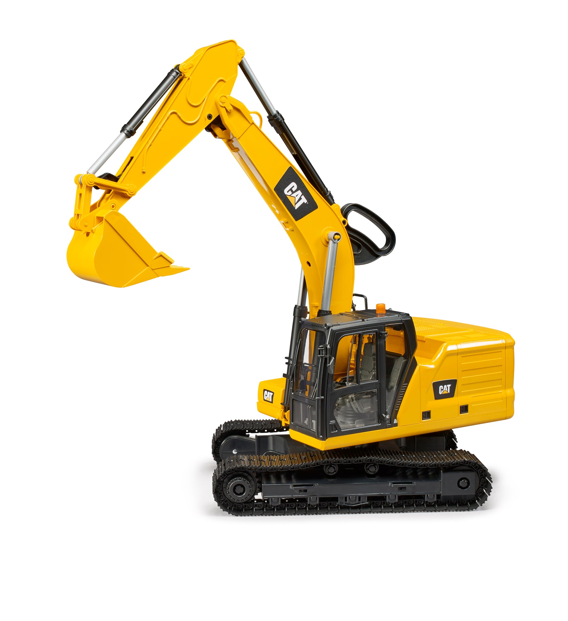 Bruder CAT Excavator 02483 1:16 scale construction toy with articulated black tracks and fully functional excavator arm
