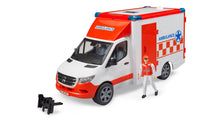 Bruder Mercedes-Benz Sprinter Fire Engine 02673 with extendable ladder, working water pump, rescue basket and light and sound module