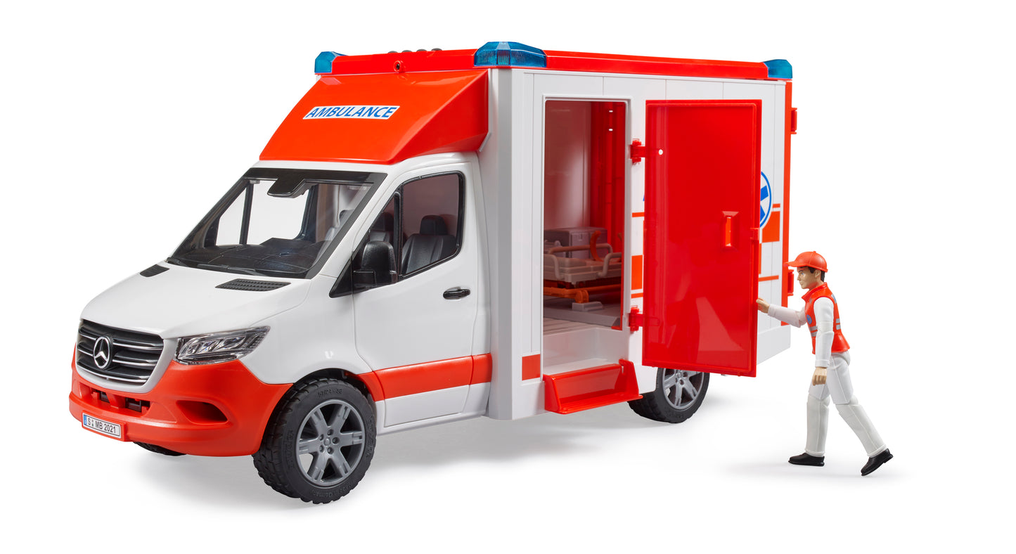 Bruder Mercedes-Benz Sprinter Fire Engine 02673 with extendable ladder, working water pump, rescue basket and light and sound module