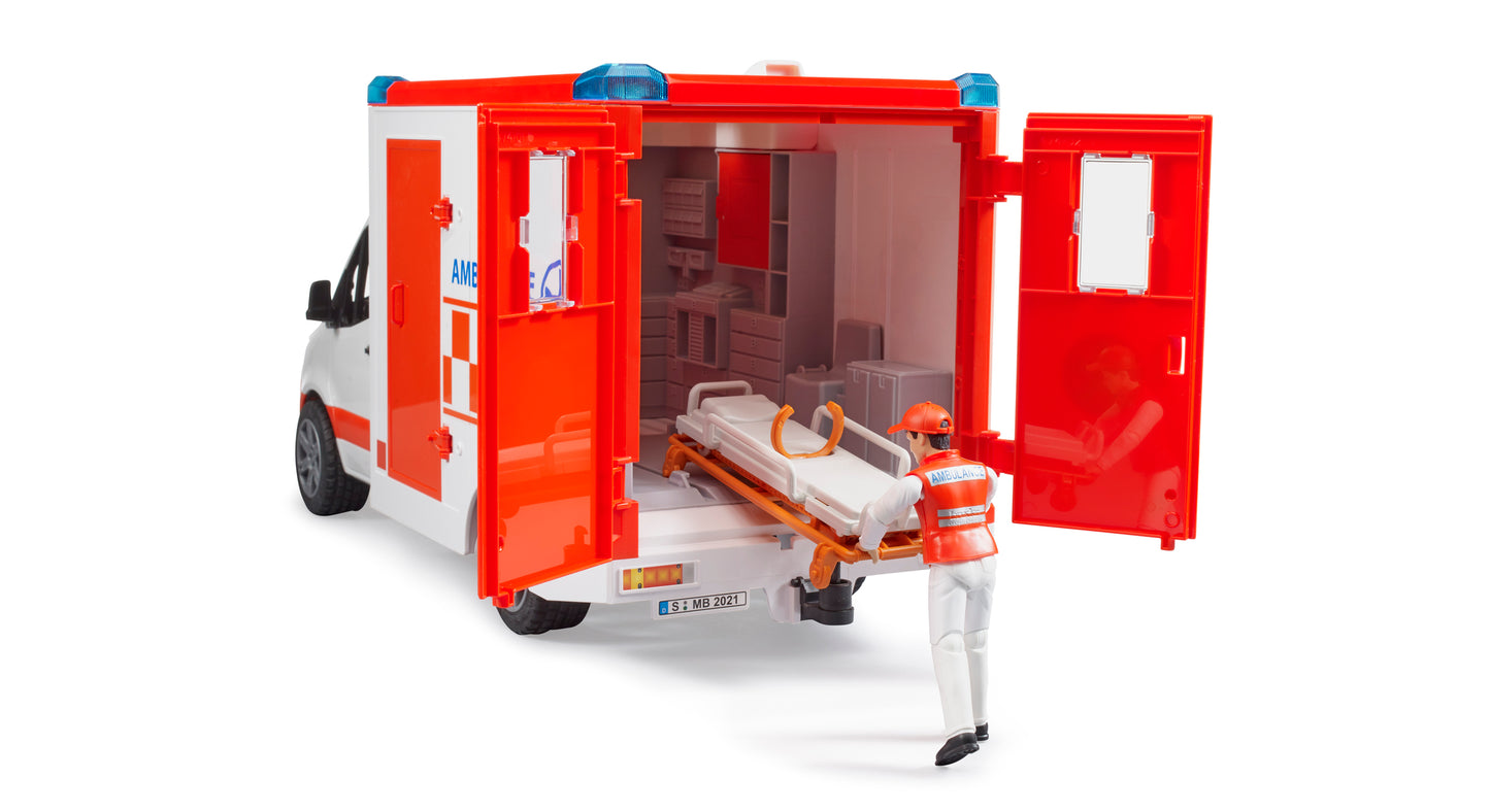 Bruder Mercedes-Benz Sprinter Fire Engine 02673 with extendable ladder, working water pump, rescue basket and light and sound module
