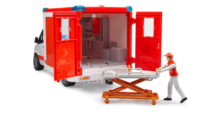Bruder Mercedes-Benz Sprinter Fire Engine 02673 with extendable ladder, working water pump, rescue basket and light and sound module