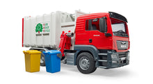 Bruder MAN TGS Side Loading Garbage Truck 03761 with working side loading arm and tilting refuse body