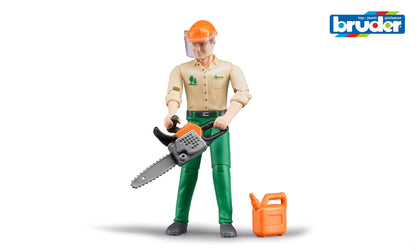 Bruder Forestry Worker with Accessories 60030 | 1:16 Scale Poseable Figure with Chainsaw