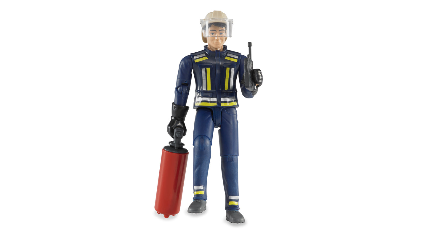Bruder Fireman with Helmet Gloves and Accessories 24160100 bworld firefighter figure with extinguisher and radio