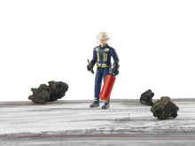 Bruder bworld Fireman with Accessories 60100 1:16 scale firefighter figure with helmet, gloves, radio and fire extinguisher