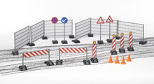 Bruder 62007 construction accessory set with fencing, hazard signs, traffic cones and barriers for 1:16 scale construction vehicles
