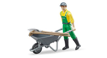 Bruder bworld Farmer Figure Set 62610 with articulated farmer, wheelbarrow, pitchfork and broom accessories