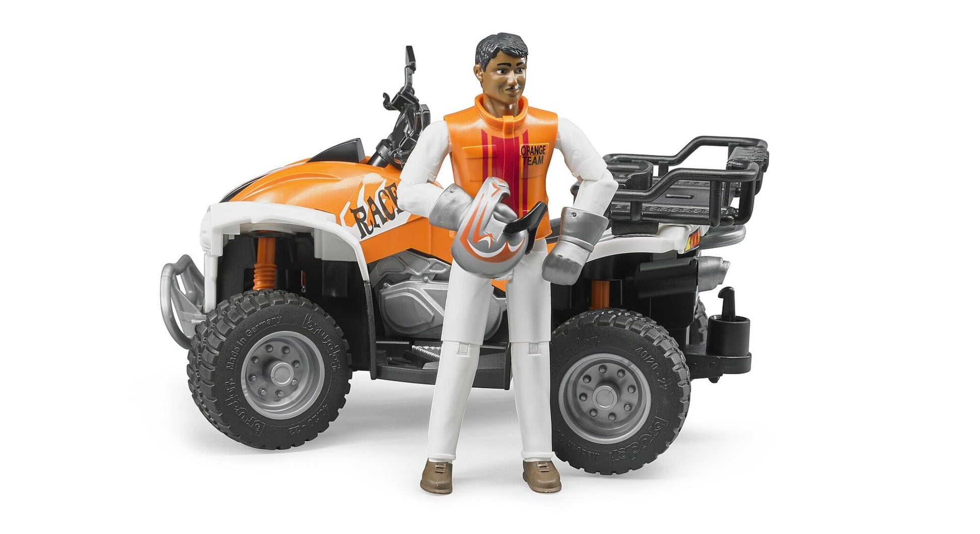 Bruder Quad Bike with Driver 63000 1:16 scale ATV toy with rider figure, suspension and steerable front axle