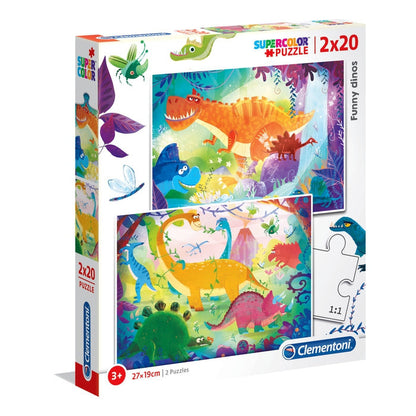Clementoni Puzzles - 2x20pc Funny Dinos