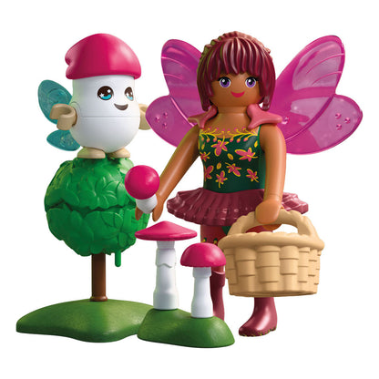PLAYMOBIL Fairy with Cute Helper 72034 featuring a forest fairy, Joyling companion, mushrooms and woodland accessories