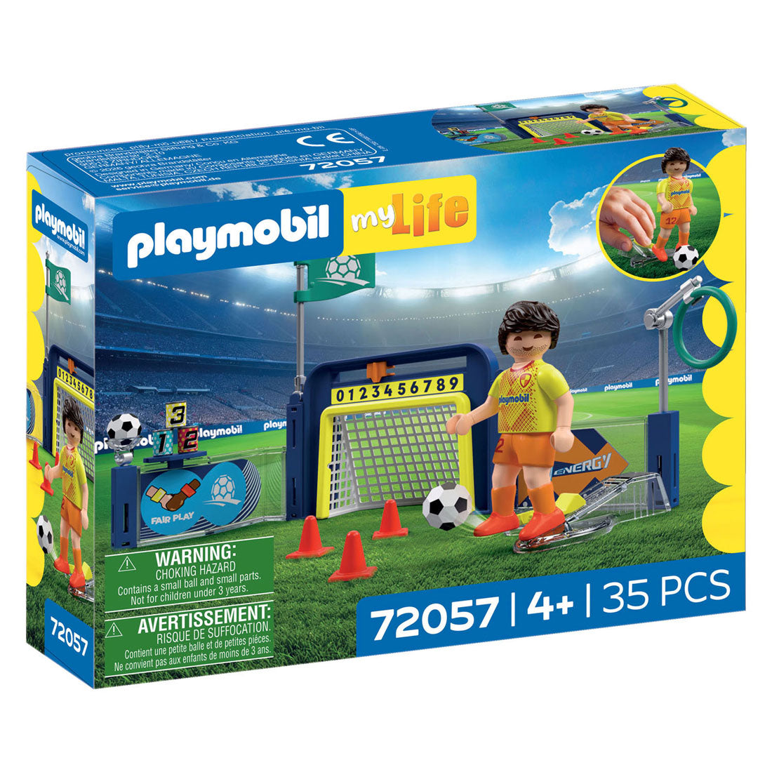 PLAYMOBIL Soccer Training Station 72057 with football player, goal, target ring, cones and shooting challenges