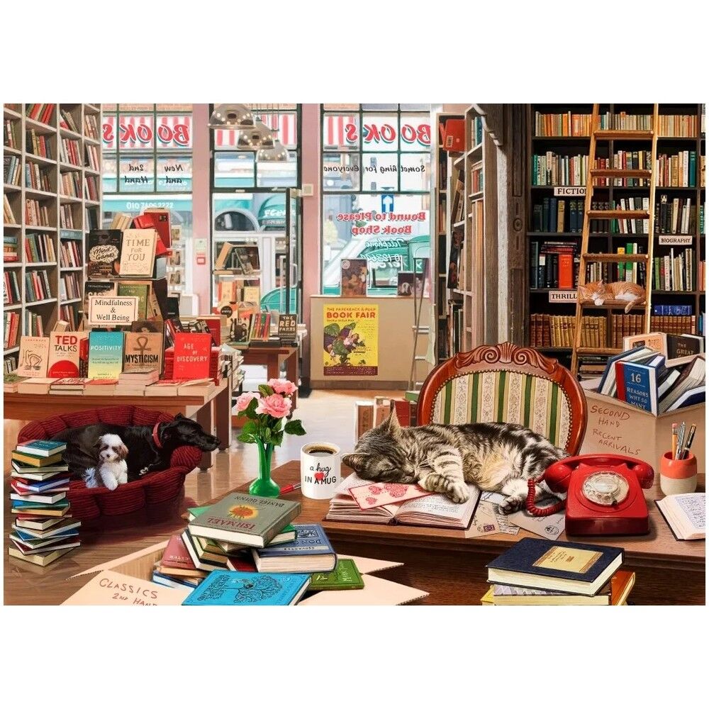 Holdson 1000pc - Cat Napping Bookshop Cat Puzzle