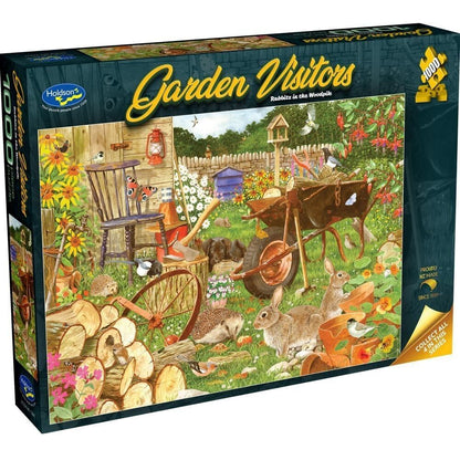 Holdson 1000pc - Garden Visitors Rabbits in the Woodpile Puzzle