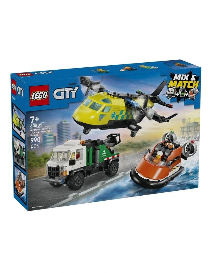  LEGO® City - Airplane, Service Truck & Hovercraft Remix 60505
