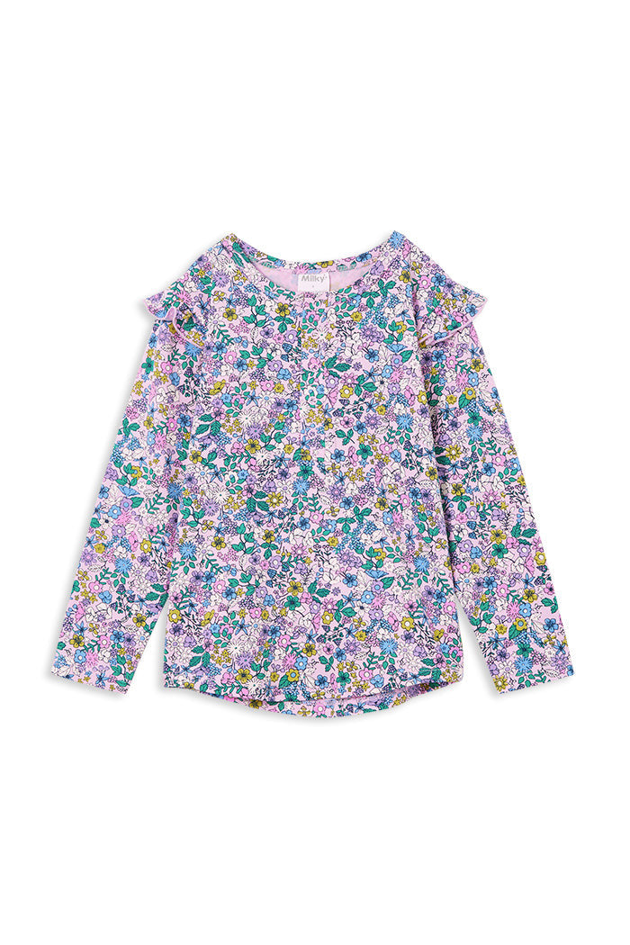 Milky - Posy Frill Henley Top (sizes 2-7)