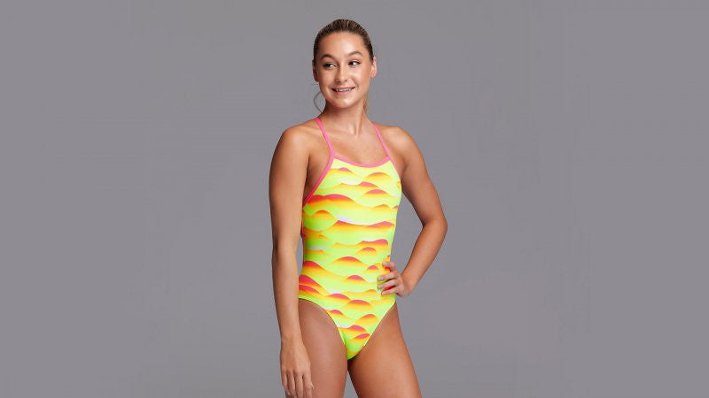 Funkita - Girls Strapped In One Piece Swimmers - Custard Tart