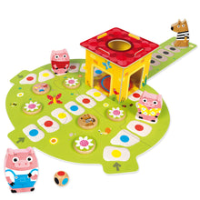 Assembled six-piece puzzle board from the Goula 3 Little Pigs game, ready to start play