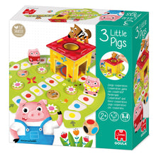 Goula 3 Little Pigs wooden board game with puzzle board, 3D house, three pigs and the wolf