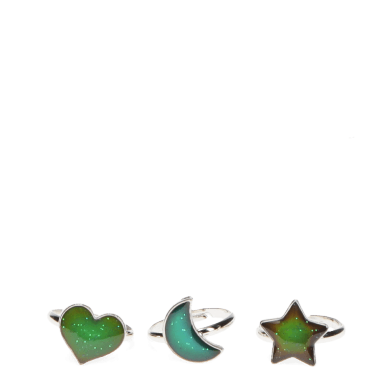Rex London Set of 3 Mood Rings - Heart, Star & Moon