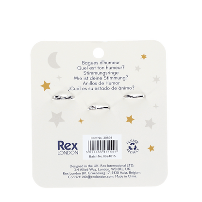 Rex London Set of 3 Mood Rings - Heart, Star & Moon