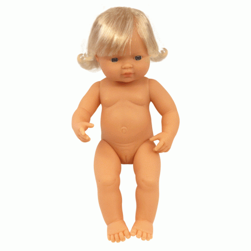 Miniland Doll 38 cm - Caucasian Girl, Blonde (Undressed)
