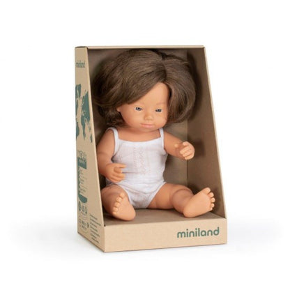 Miniland Doll 38cm - Caucasian Girl with Down Syndrome Baby Doll