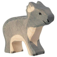 Holztiger Standing Koala handcrafted wooden Australian animal figure with hand-painted grey fur and natural timber finish