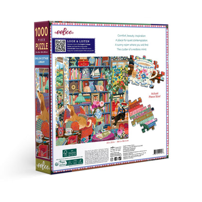 eeBoo 1000pc - English Cottage Library Puzzle