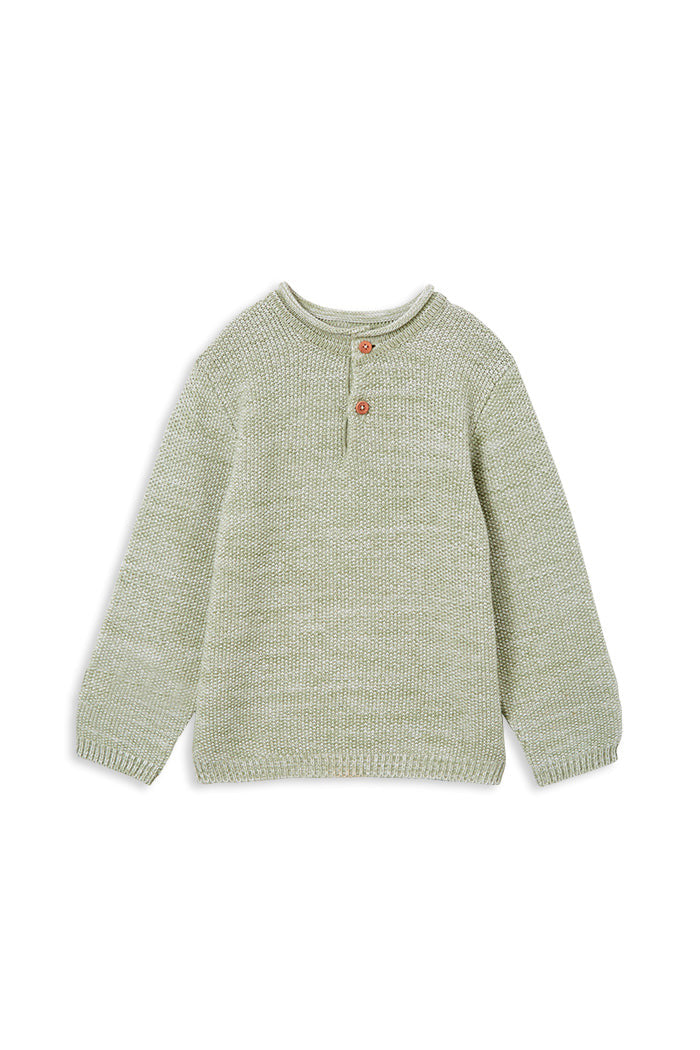 Milky - Olive Knit Henley (sizes 2-7)