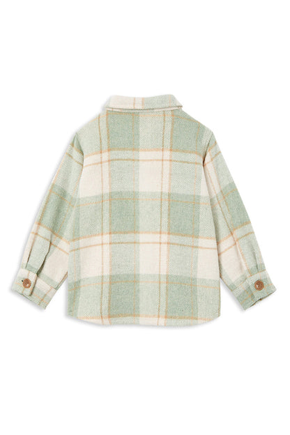 Milky - Soft Green Check Overshirt (sizes 2-7)