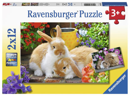 Ravensburger 2x12pc - Guinea Pigs + Bunnies Puzzle
